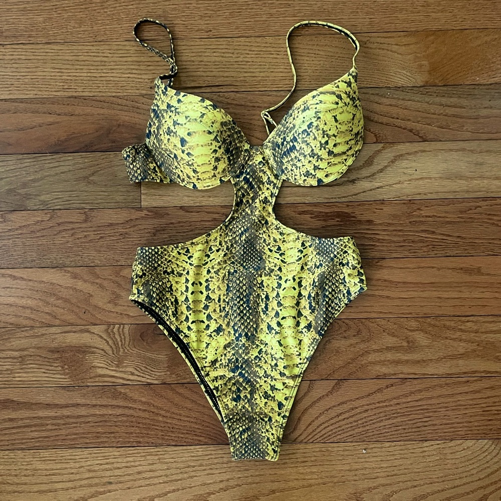 MATTE Collection snake print one piece swimsuit